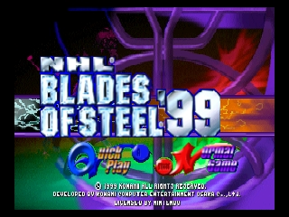 NHL Blades of Steel '99 title screen for Nintendo 64